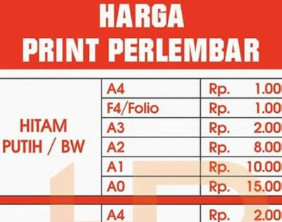 Harga Print Per Lembar