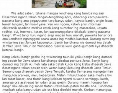 Cerita Banjir Bahasa Jawa