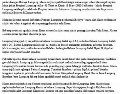 Contoh Percakapan Bahasa Lampung
