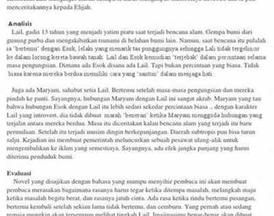 Contoh Teks Ulasan Novel Hujan Beserta Strukturnya