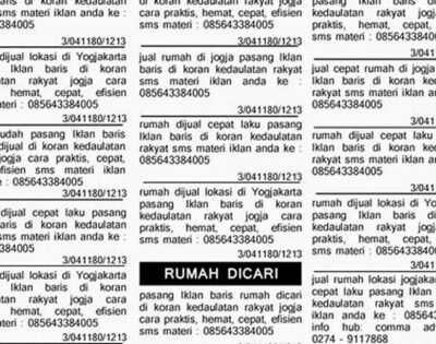 Contoh Iklan Baris di Koran